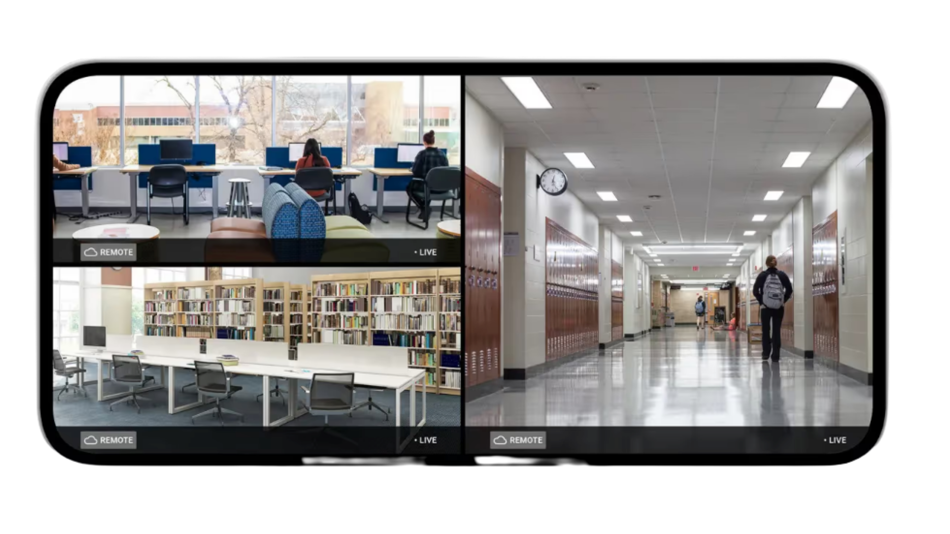 School security camera live views on mobile device