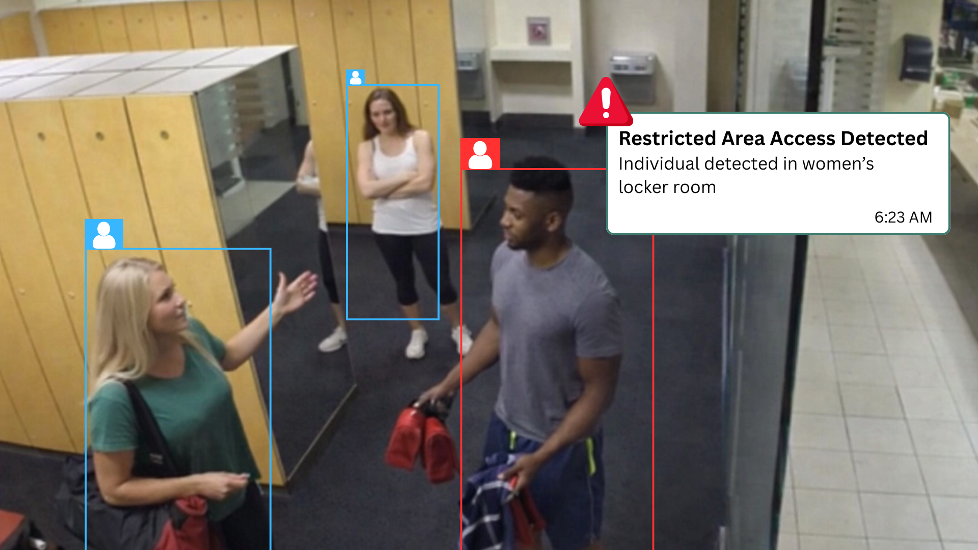 When Seconds Matter: How AI Detects Unauthorized Entry Into Women's Locker Rooms at Gyms
