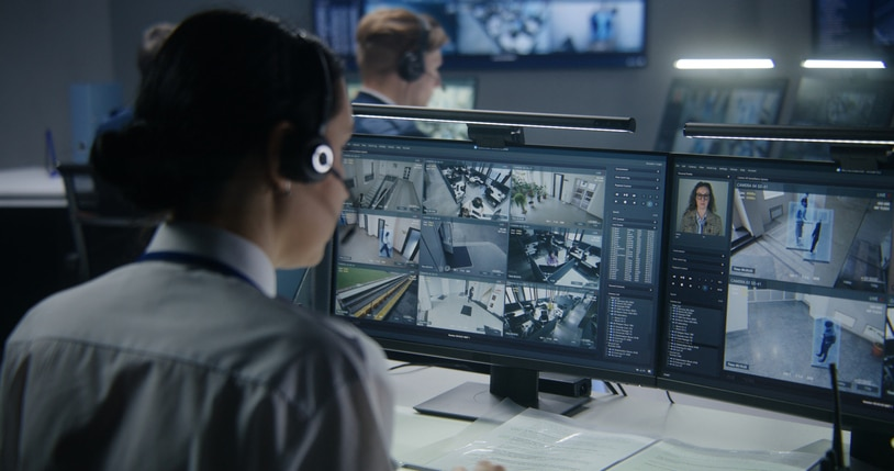 Security monitoring center with AI-powered surveillance systems