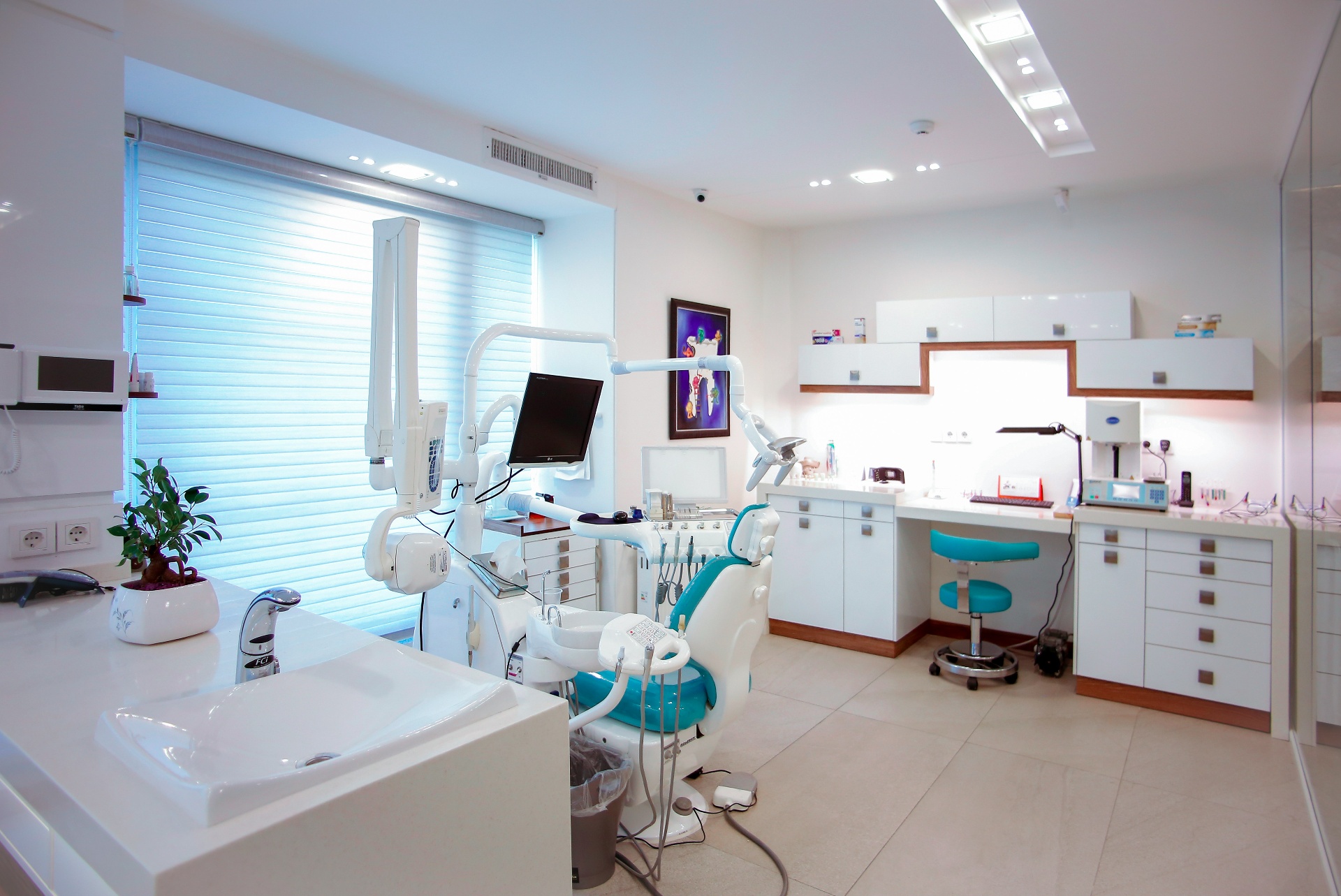 Modern dental office with equipment and monitoring systems